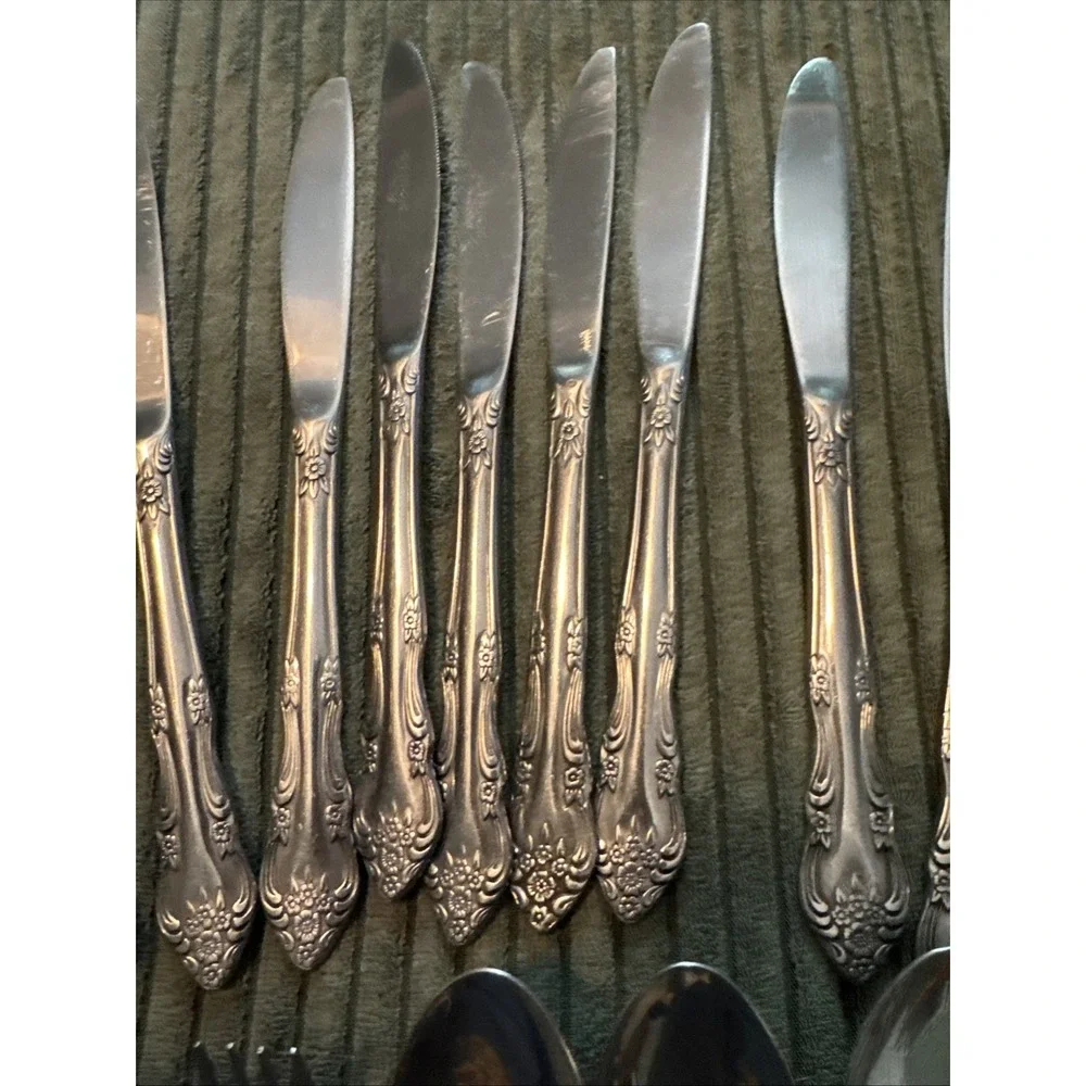 Lot of 18 Pieces Rogers Stanley Roberts Stainless Steel Dream Rose Flatware